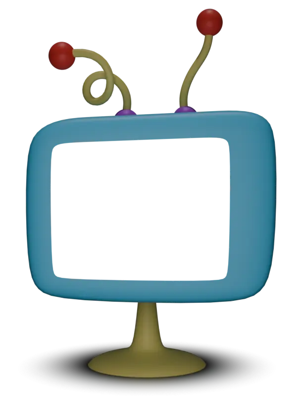 A wacky television with mysterious photos on it.